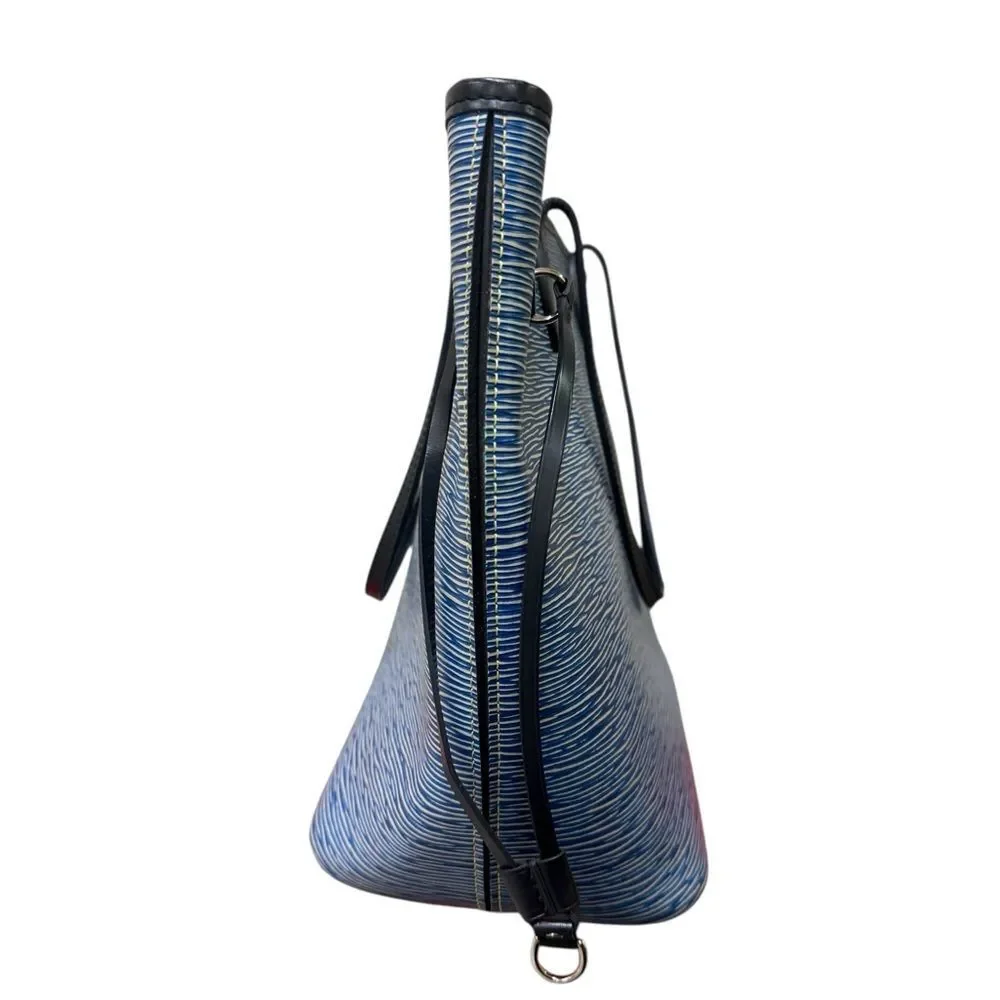 Louis Vuitton Blue Denim Epi Leather M51053 LV Neverfull MM Tote Bag Zip Pouch